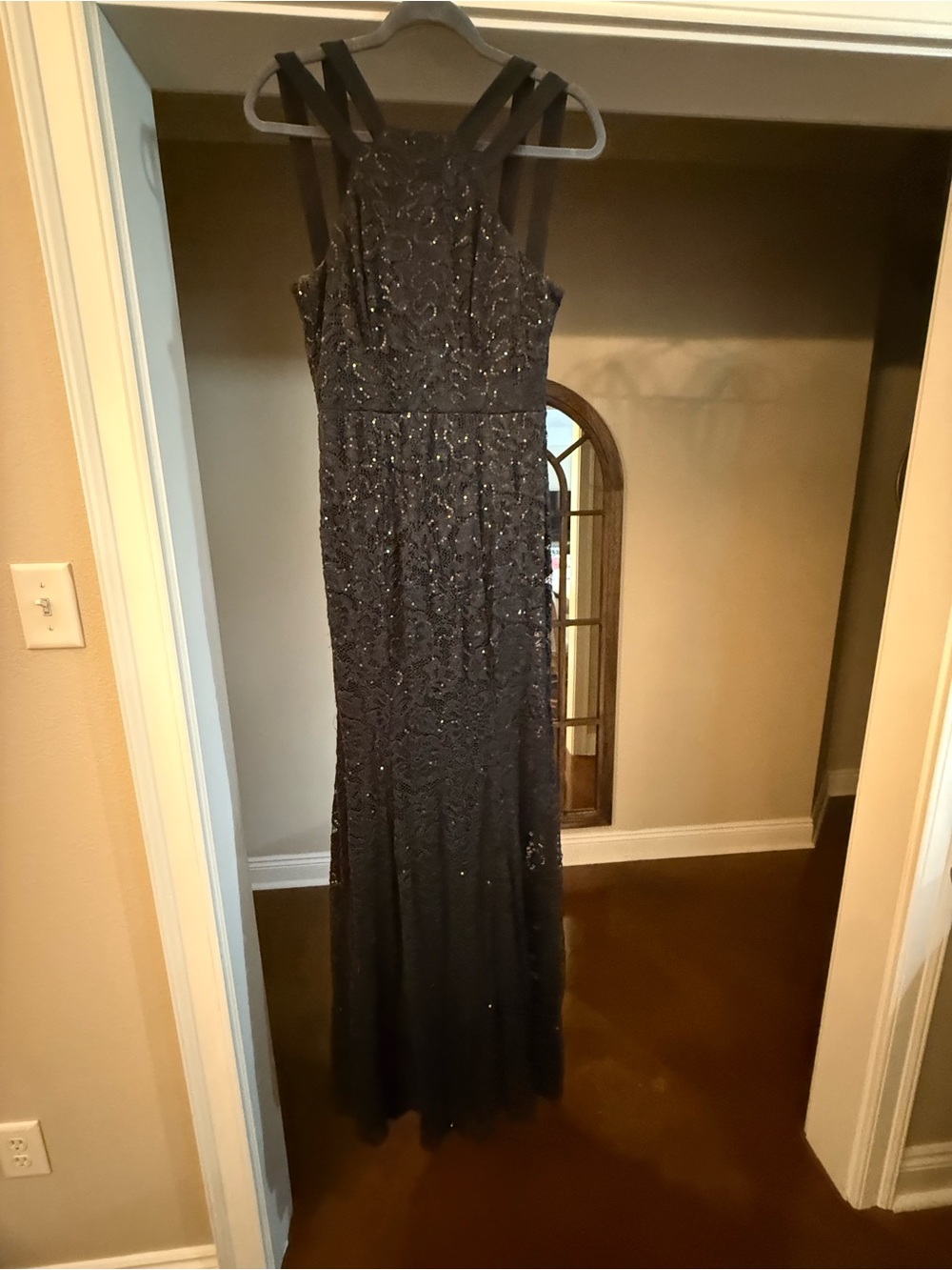 B Darlin Black Sequin High-Neck Formal Gown